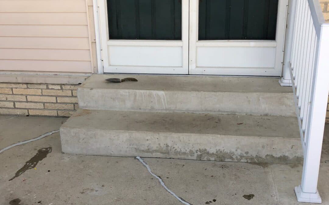 porch after slabjacking has lifted the steps