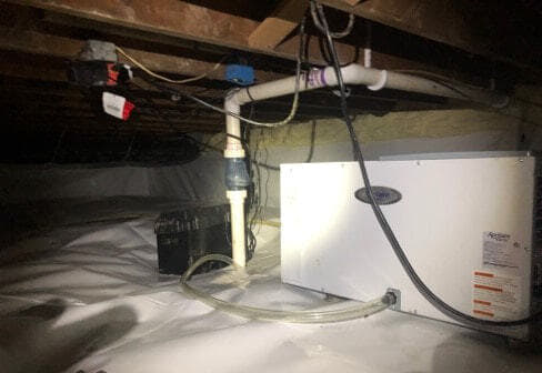 Crawl Space Encapsulation with dehumidifier and sump pump
