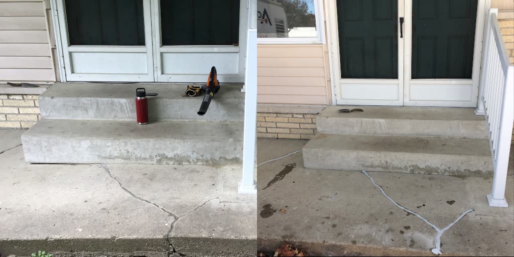 Concrete Lifting and Leveling - Porch Before & After