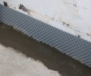 close up of drainage and dimple board