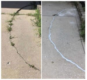 Driveway before & after slabjacking