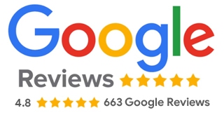 Google Reviews logo - 4.8 rating on 663 Google reviews