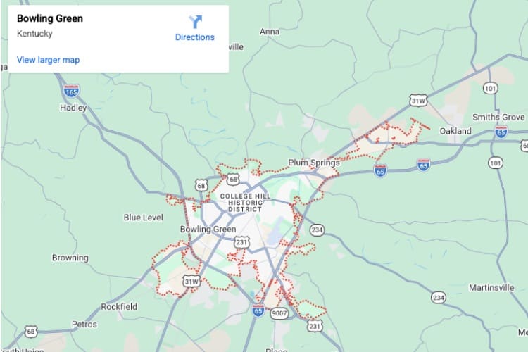 map of Bowling Green KY