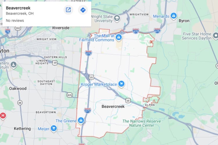 map of Beavercreek OH