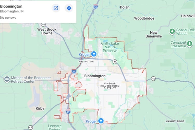map of Bloomington IN