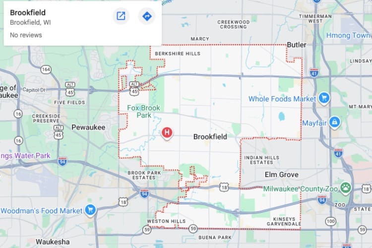 map of Brookfield WI
