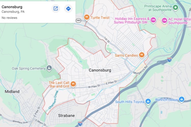 map of Canonsburg PA