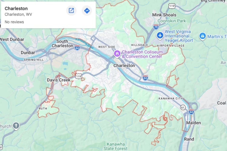 map of Charleston WV