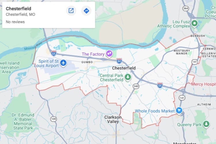 map of Chesterfield MO