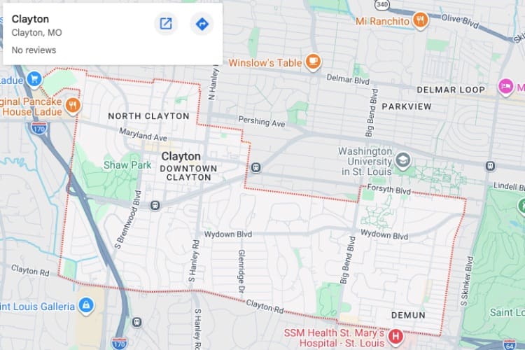 map of Clayton MO