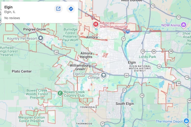 map of Elgin IL