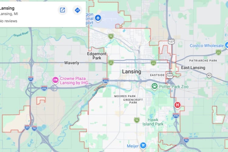 map of Lansing MI