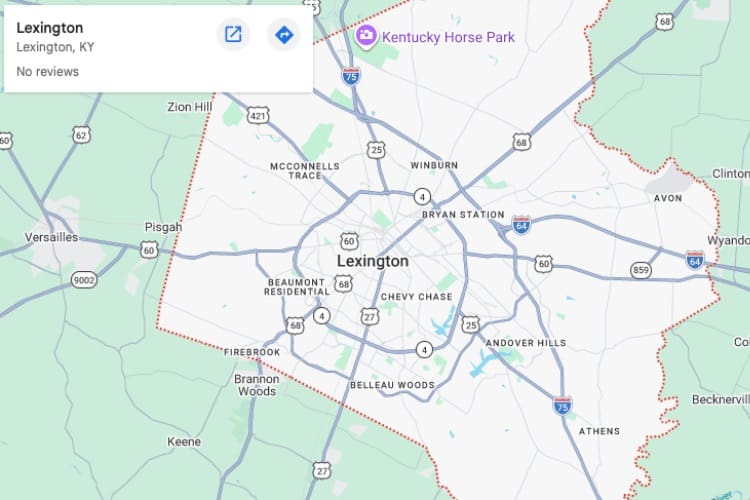 map of Lexington KY