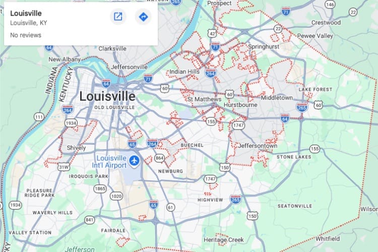 map of Louisville KY
