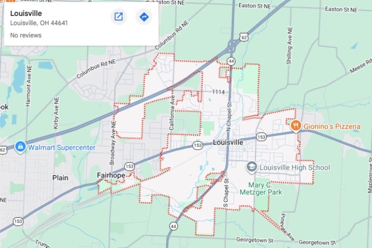 map of Louisville OH