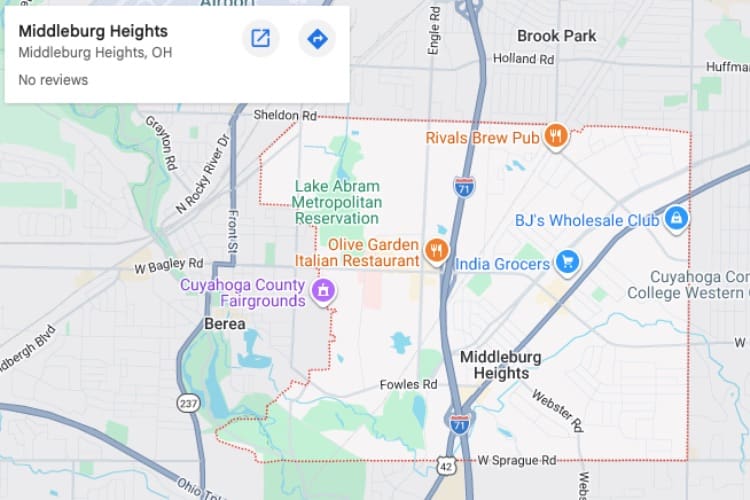 map of Middleburg Heights OH