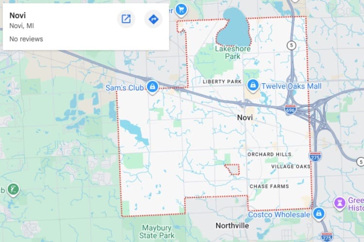 map of Novi MI