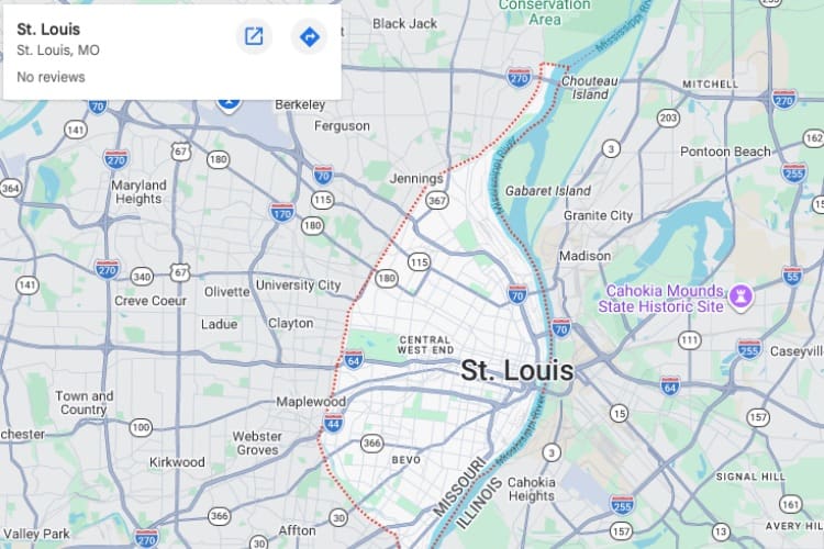 map of St Louis