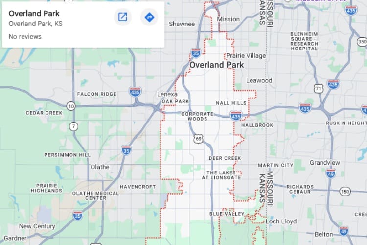 Overland Park KS map