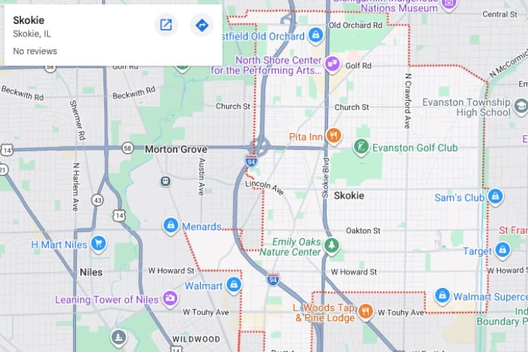 Skokie IL map