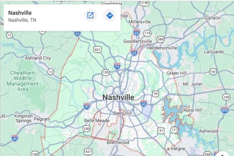 map of nashville tn