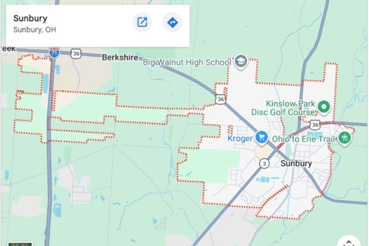 map of sunbury oh