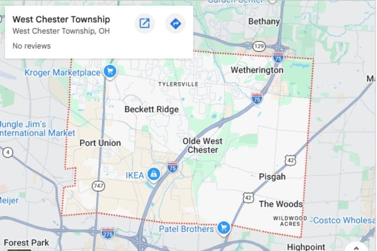 map of west chester township oh