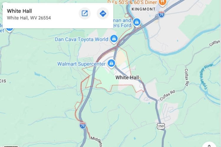 map of white hall wv