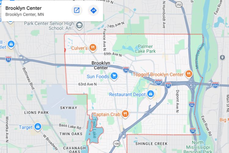 map of Brooklyn Center