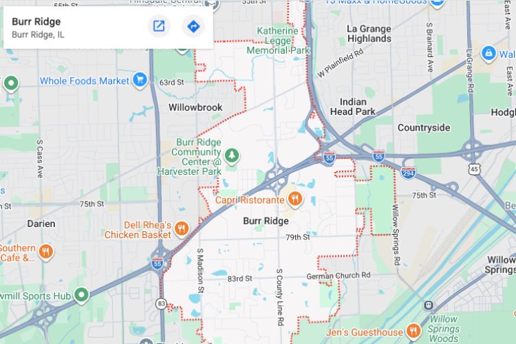 Burr Ridge IL map