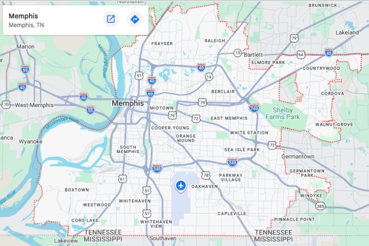 memphis TN map