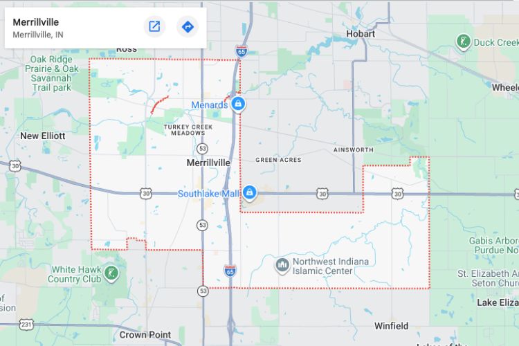 map of Merrillville IN