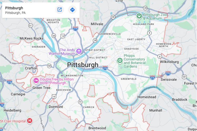 Pittsburgh PA map