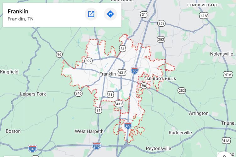 map of franklin tn